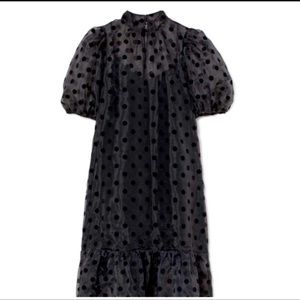 H&M Sheer Black Polka Dot Puff Sleeve dress XXL